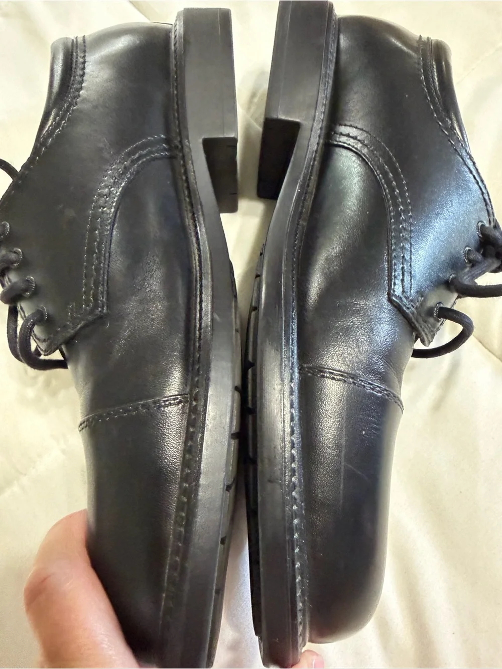 Dockers Black Leather Cap-Toe Oxfords
